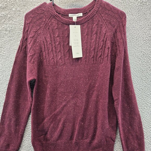 Threads 4 Thought Other - Threads 4 Thought Fleck Knit Raglan Crew Sweater Burgundy Cableknit Size…